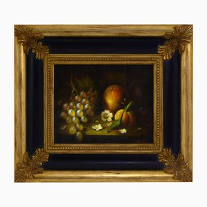 Massimo Reggiani, Natura morta con frutta e fiori, anni '90, Olio su tela, con cornice
