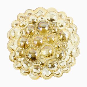 Plafonnier Mid-Century en Verre Bullé Ambré par Helena Tynell pour Limburg, 1960s
