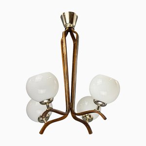 Mid-Century Holz Kronleuchter im Brüsseler Stil von Bohemia, 1970er