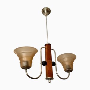 Vintage Art Deco Two-Armed Chandelier, 1920s