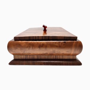 Vintage Art Deco Walnut and Walnut-Root Box, 1930s