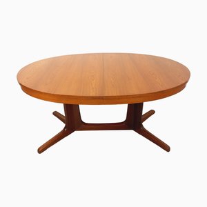 Vintage Baumann Oval Dining Table in Elm Wood with Extensions, 1960s