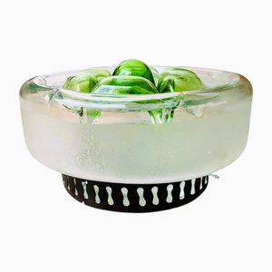 Large Portuguese Green Glass Flush Mount, 1960s