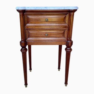 Louis XVI Nightstand in Mahogany and Carrara Marble