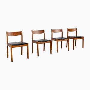 Mid-Century Teak and Leatherette Dining Chairs, 1960s, Set of 4