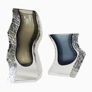 Vasi scultorei in vetro di Murano di Alessandro Mandruzzato, anni '70, set di 2