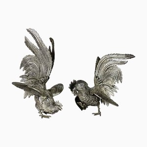 Cast Bronze Roosters, Early 1900s, Set of 2