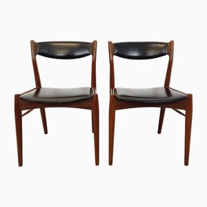 Sedie vintage in teak e skai, Scandinavia, anni '60, set di 2