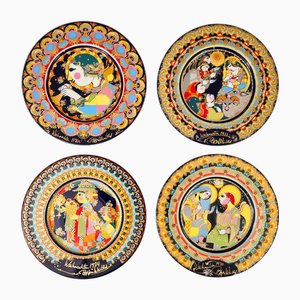 Dekorative Teller von Bjørn Wiinblad für Rosenthal, 1970er, 4er Set