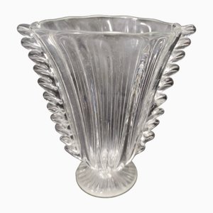 Vaso vintage in vetro di Murano trasparente di Barovier & Toso, anni '30
