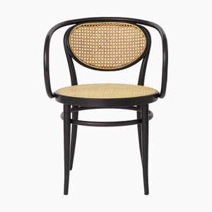 Model 210 R Armchair in Black Lacquered Beech with Renewed Viennese Weaving by Michael Thonet