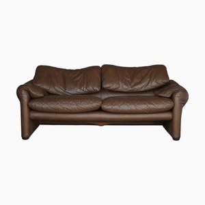 Maralunga Sofa in Leather by Vico Magistretti for Cassina, 1973
