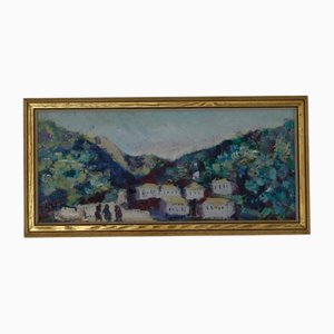Bertil Wahlberg, Village, 1960s, Oil on Panel, Framed