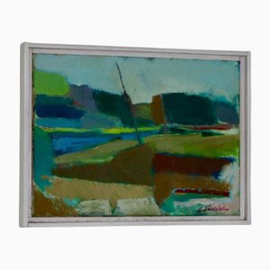 Göte Sällström, Landskap Noa Stolp, 1980s, Oil on Canvas, Framed