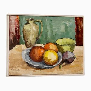 K. Osterlind, Bodegón con frutas, años 60, óleo sobre lienzo, enmarcado