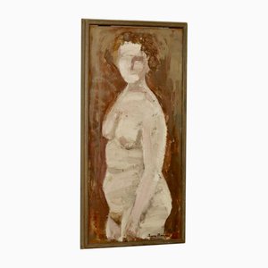 Rune Rådsten, Donna nuda, anni '60, Olio su pannello, con cornice