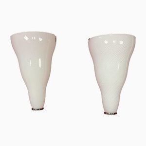 Large Murano Glass Wall Lamps from Leucos, 1980s, Set of 2