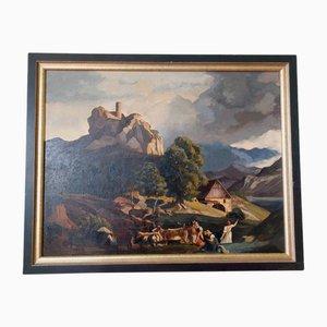 German School Artist, Landscape, 1800s, Oil on Canvas, Framed