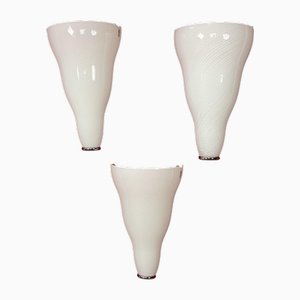 Large Murano Glass Wall Lamps from Leucos, 1980s, Set of 3