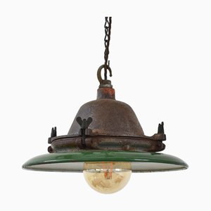 Industrielle Hängelampe aus Emaille von Maxlume, 1950er