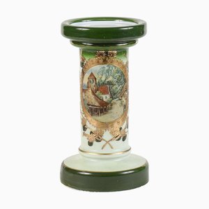 Säule mit Sockel aus Opalglas mit goldenem und grünem Backsplash-Dekor, Anfang des 20. Jahrhunderts
