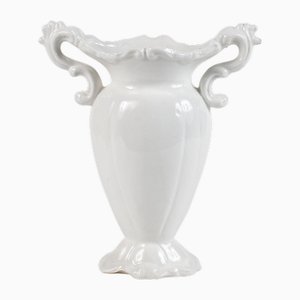 White Ceramic Vase with 2 Handles by Torino