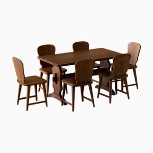 Juego de mesa de comedor sueca moderna, años 40. Juego de 7