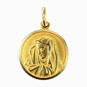 Pendentif Médaille de la Vierge Marie Unoaerre en Or Jaune 18k, Italie, 1960s