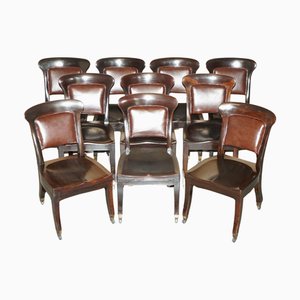Antique British Museum Reading Room Dining Chairs from Holland & Sons, 1860, Set of 10