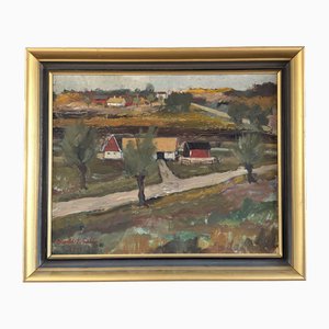 Rural Tranquility, Oil Painting, Framed