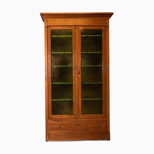 Vitrine Vintage en Bois avec Verre Gravé, Début des années 1900