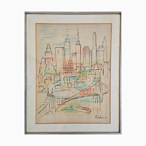 A. Lukac, New York, 1956, Acquarello