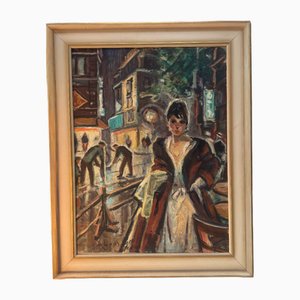 Helmut Wanschap, Figurative Scene, 1963, Oil on Canvas, Framed