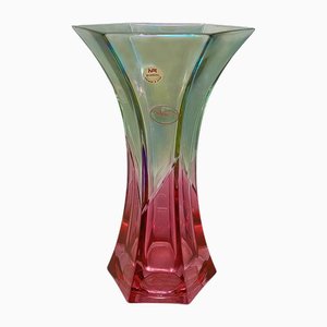 Green and Pink Vase by Nery in Crystal, Italy, 1970s