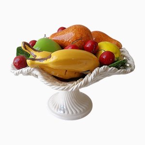 Großer handgefertigter Keramik Obstkorb von Capodimonte, Italien, 1980er