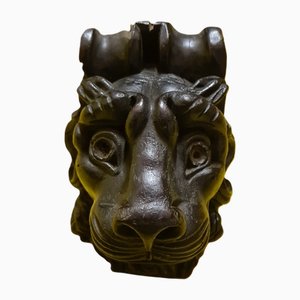 Testa di leone in legno intagliato, Francia, XVII-XVIII secolo