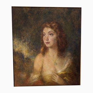 Prof. Andreas Patzelt, Vienna Lady's Portrait, Oil on Canvas, Framed
