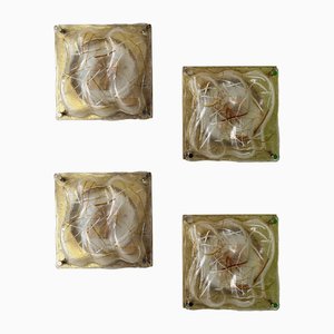 Appliques en Verre de Murano et Laiton, Italie, 1970s, Set de 2