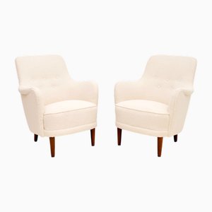 Vintage Swedish Samsas Armchairs attributed to Carl Malmsten , 1960s, Set of 2