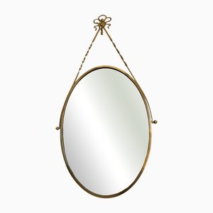 Specchio con cornice in ottone, Italia, anni '50