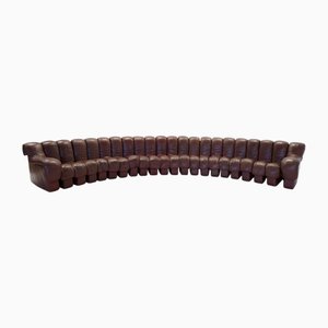 Großes DS600 Snake Sofa aus Burgunderbraunem Leder von Ueli Berger für de Sede, Schweiz, 1980er, 22 . Set