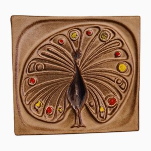 Ceramic Tile with Peacock Decor, 1970s