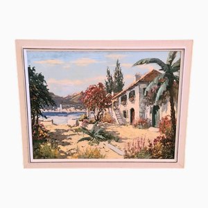 C. Beaufort, Scène Méditerranéenne, 1960s, Huile sur Toile, Encadrée
