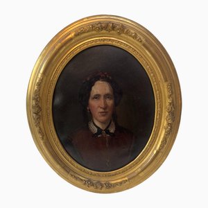 Portrait Biedermeier, 1870s, Peinture à l'Huile, Encadré