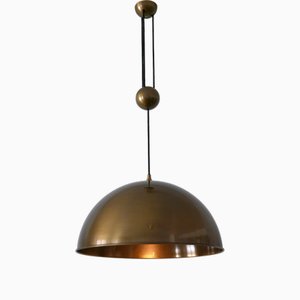 Large Mid-Century Counterweight Brass Pendant Lamp by Florian Schulz, 1970s
