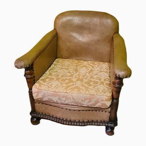 Lounge Chair in Leather with Oak Frame, 1950s