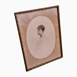 Marco de fotos belga con foto, década de 1900, década de 1890