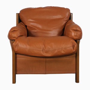 Armchair in Wood and Padded Leather by Tobia and Afra Scarpa for Maxalto, 1970s