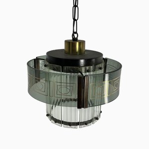 Mid-Century Modern Art Deco Hängelampe aus Muranoglas, 1950er