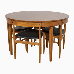 Tavolo da pranzo rotondo allungabile Mid-Century con sedie di McIntosh, anni '60, set di 5